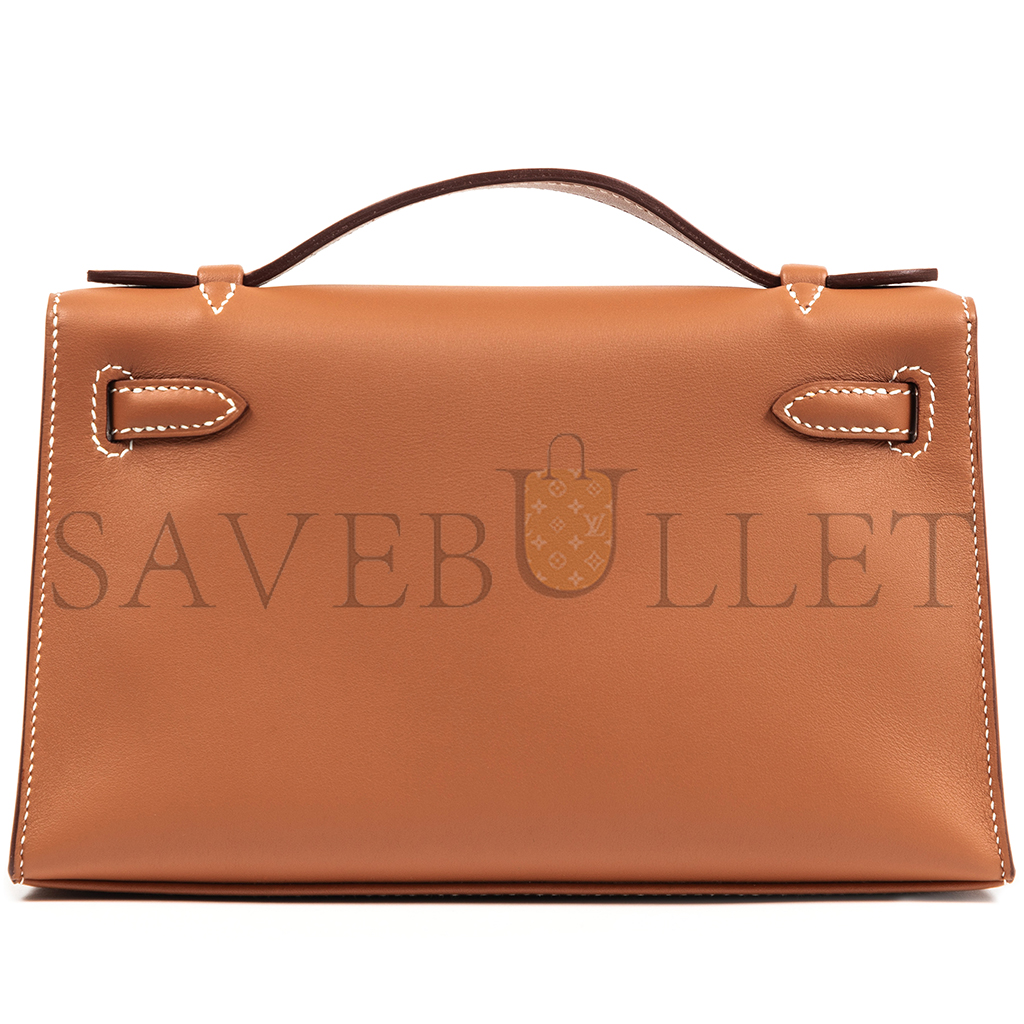 HERMÈS MASTER GOLD SWIFT KELLY POCHETTE GOLD HARDWARE (22*14*7cm) 